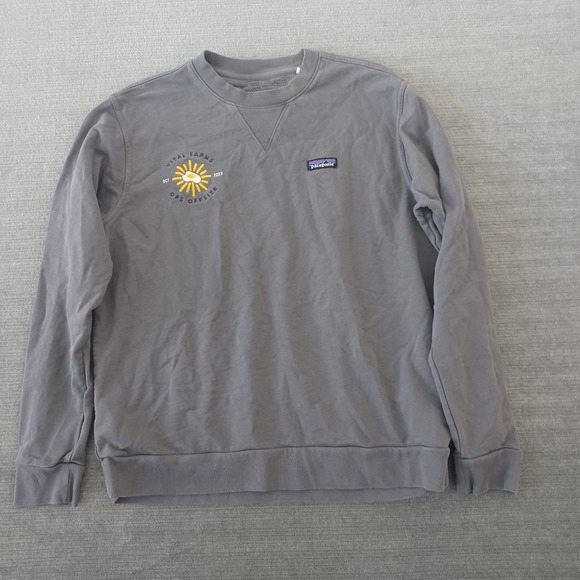Patagonia Sweatshirt Mens L Gray Regenerative Organic Certified Crewneck Logo - Picture 1 of 10